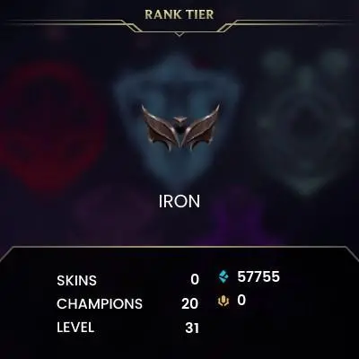 NA S15 IRON 4 ( 0 wins , 14 losses ) + BE:57K + Vanguard safe + Unverified Email + Instant Delivery a612