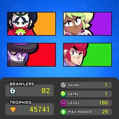 ■Brawlers:82 ■LVL:180 ■Legends:12 ■LVL11:29 ■HT:45K ■Full Access ■Instant Delivery ■A7131