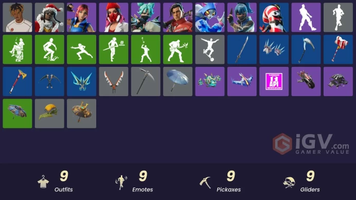 [PC/PSN/XBOX] 9 skins | Santa Dogg | Slayer Juice WRLD | Shadow Blade Hope | Nyanja | Kendo | Yulejacket | Jade | Explorer Emilie
