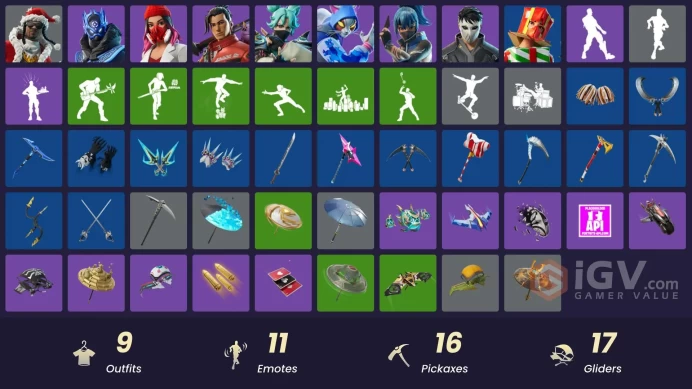 [PC/PSN/XBOX] 9 skins | Cobalt Snowfoot | Santa Dogg | Shadow Blade Hope | Nyanja | Kendo | Yulejacket | Jade | Daigo | Holiday Boxy