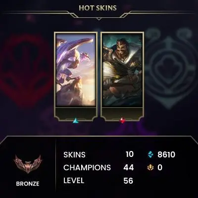 【EUW】Level 56    44  Champ/ 10  Skins   Full Access  High Quality Account  Instant Delivery️