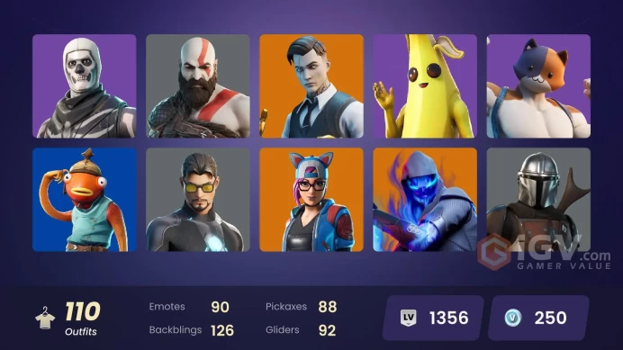 FA - [PSN/PC] 110 skins | Gold Brutus | Gold Kratos | Gold Midas | Merry Mint Axe | Leviathan Axe | Gold TNTina | Rush | Major Lazer | Inferno