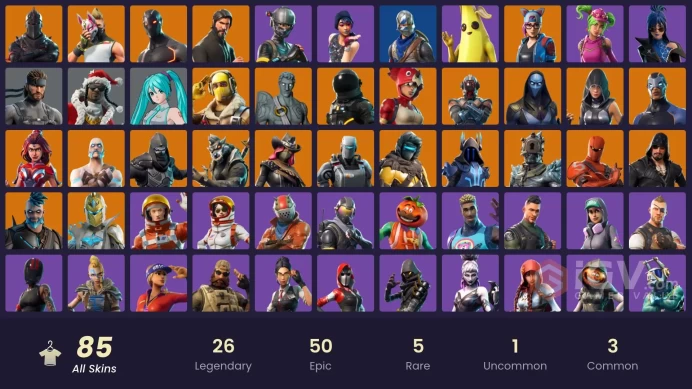 85 SKINS + BLACK KNIGHT + THE REAPER + AC/DC + ELITE AGENT + FLOSS + TAKE THE L + STRONG GUARD + ROYALE KNIGHT + BLUE SQUIRE +SPARKLE SPECIALIST