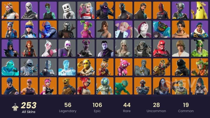 252 SKINS + THE REAPER + POLO PRODIGY + STW OLD + ROYALE BOMBER + WORLD WARRIOR + OMEGA (STAGE 5) + TAKE THE L + HUMAN BILL