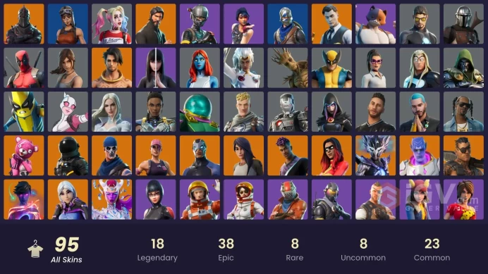 95 SKINS + BLACK KNIGHT + THE REAPER + MAJOR LAZER + FLOSS + TAKE THE L + FRESH + MAKO + STW OLD + AC/DC + STW OLD + IN DA PARTY