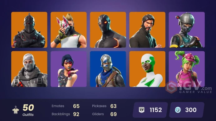 50 SKINS + BLACK KNIGHT + THE REAPER + MAKO + TAKE THE L + FLOSS + CANDY AXE + FRESH + ROYALE KNIGHT + BLUE SQUIRE + ELITE AGENT + STW OLD