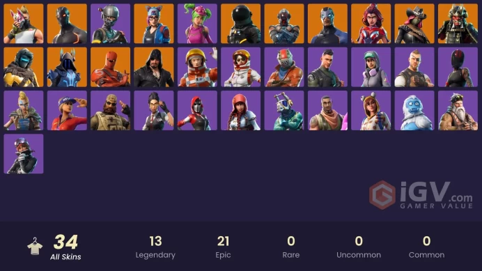 [PC/XBOX/PSN/SWITCH] 34 skins | Elite Agent | STAGE 4 | Stage 4 | Gold | STAGE 5 | STAGE 5 | STAGE 5 | STAGE 8 | The Visitor | Valor | Omega |