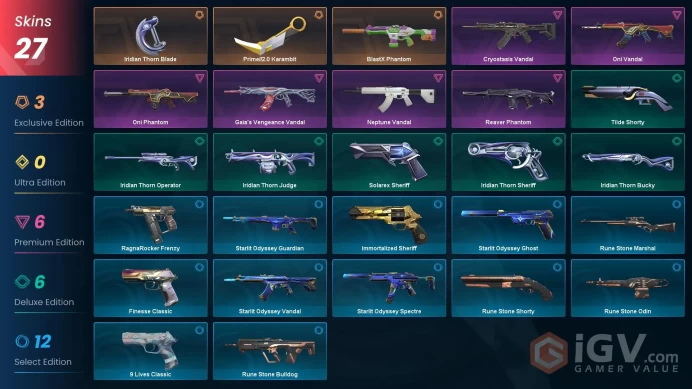 EU [ 27 TOP SKINS + 2 KNIFE ] Prime//2.0 Karambit + BlastX Phantom + Cryostasis Vandal + Reaver Phantom + Gaia's Vandal / full acces
