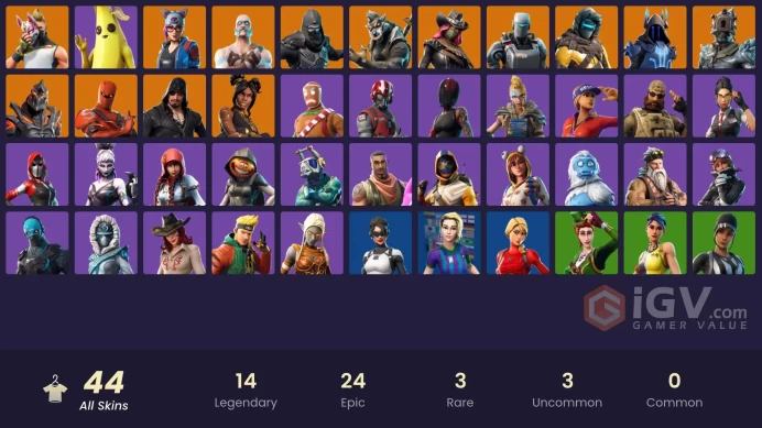PC/PSN 44 skins | Peely | Ice Breaker | STAGE 5 | STAGE 8 | GOLD | Gold | STAGE 5 - No shoulder padlui455