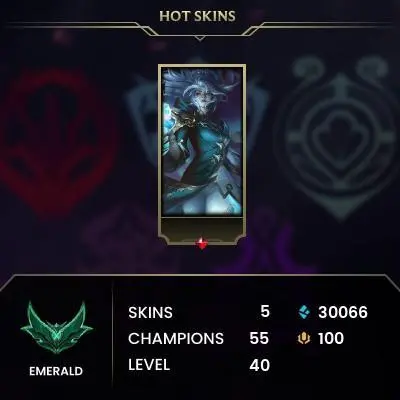 EUW / S15 EMERALD IV / 30K BE / 55 CHAMPS / 5 SKINS / 44W/37L / 50%+WR / HONOR 4 / CHANGEABLE EMAIL / 5 MIN. 24/7 DELIVERY #L1/97825AR21
