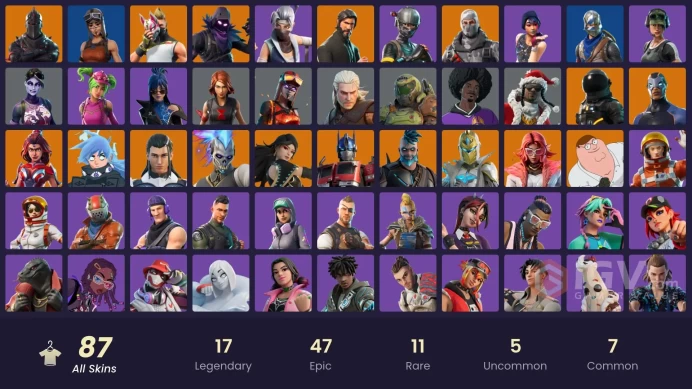 87 SKINS + BLACK KNIGHT + 1850 VB + QUADRICATERAL + AC/DC + THE REAPER + FLOSS + TAKE THE L + THE REAPER + ROYALE KNIGHT + BLUE SQUIRE + MAKO