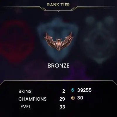 [EUW] S15! - SPLIT 3! - Bronze 4 -29LP-  65 Winrate - 14W - 7L - 39K Be - Honor 4 - Safe - Instant Delivery