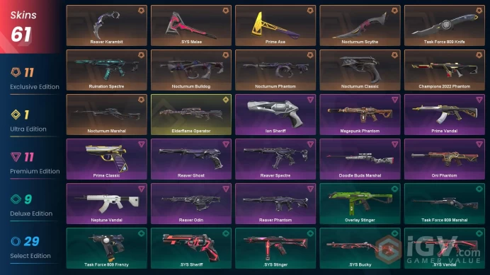 EU 61 skins | Reaver Karambit | Champions 2022 Phantom | Nocturnum Scythe | Nocturnum Marshal | Elderflame Operator | Neptune Vandal | Magepunk