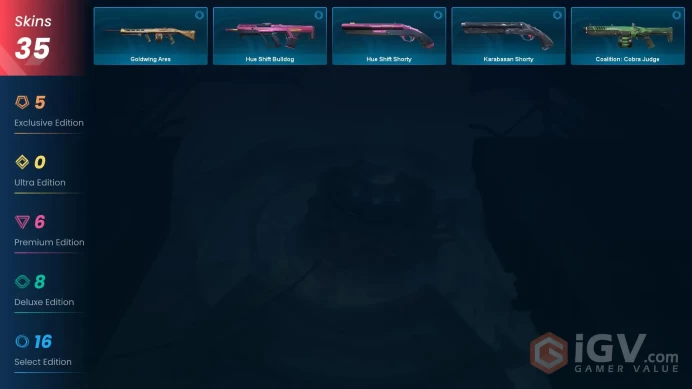 EU 35 skins | RGX 11z Pro Firefly | Glitchpop Vandal | Singularity Sheriff | Ruination Spectre | Oni Phantom | Sovereign Ghost | Sovereign Guard