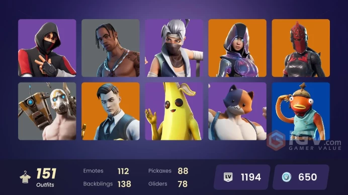 [PC/PSN] 151 skins | OG STW | Travis Scott | IKONIK | Glow | Prodigy | Point Patroller | Blue Striker | Carbon Commando | A.I.M. | 650 VB