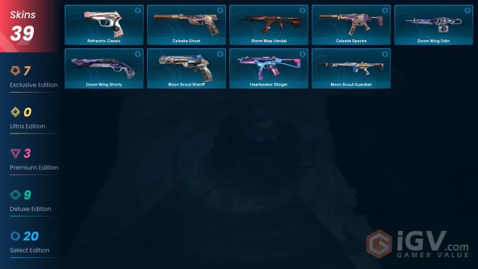 EU | 39 skins | Kuronami Sheriff | CYRAX Ghost | Kaimana | Nocturnum Classic | RGX 11z Pro Vandal | Hieroscape Blades | Glitchpop Judge | Helix