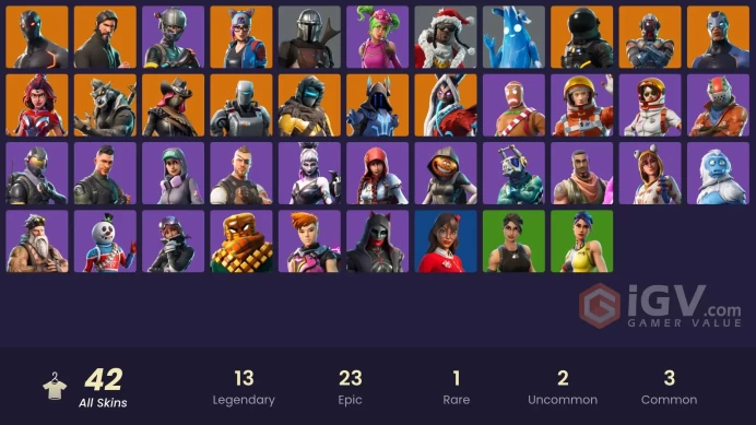 PC/PSN/Xbox/Nintendo 42 skins | The Reaper | Elite Agent | Rogue Agent | Krampus | Dark Voyager | Dire | Calamity | Valor | Lynx | The Ice King