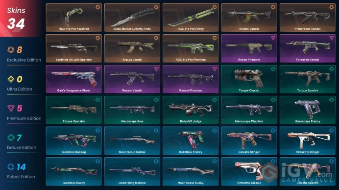 EU/TR| RGX 11z Pro Karambit, RGX 11z Pro Firefly, Arcane Vandal, Primordium Vandal, Forsaken Vandal, Reaver Phantom, Recon Phantom, Gaia's Ghost