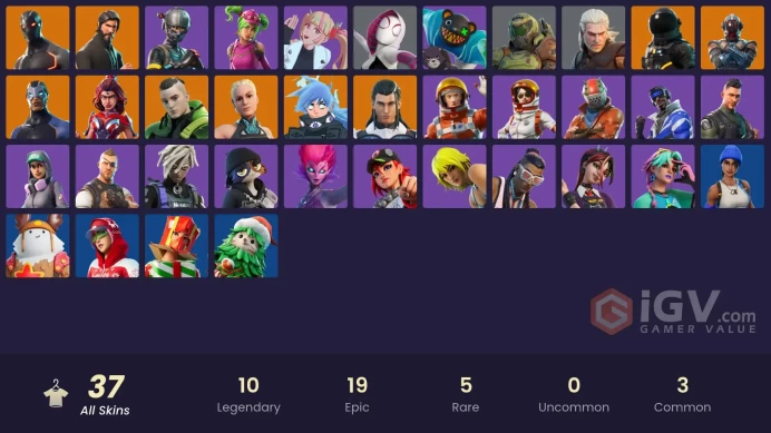 PC/Xbox/Nintendo 37 skins The Reaper | Elite Agent | Blue Team Leader | Blue Striker | Dark Voyager | Valor | The Ageless 