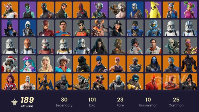 188 SKINS + ROYALE KNIGHT + OMEGA (STAGE 5) + STW OLD + BLUE SQUIRE + THE REAPER + ELITE AGENT + TAKE THE L + FROZONE + SATORU GOJO