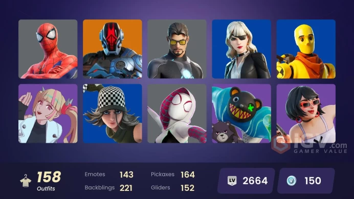 [ALL PLATFORMS]-157 Skin-176 Pickaxes-143 Emotes-151 Gliders-FULL ACCESS-
