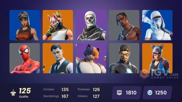 PC/PSN/Xbox/Nintendo 125 skins | OG STW Travis Scott | Renegade Raider | Astro Jack | Gold Midas | Gold Meowscles | Gold Brutus | Son Goku | Dr