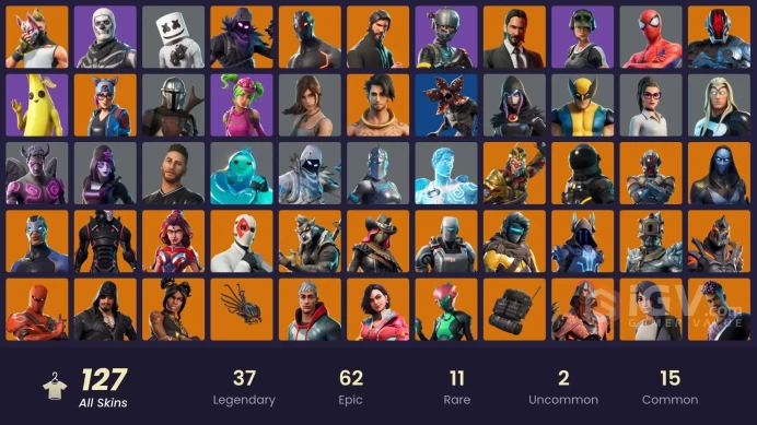 PC/PSN/Xbox/Nintendo 126 skins | The Reaper | Elite Agent | Dark Skully | Omega (stage 5) | Trailblazer | Clutch | Rogue Agent | Grind | Valor