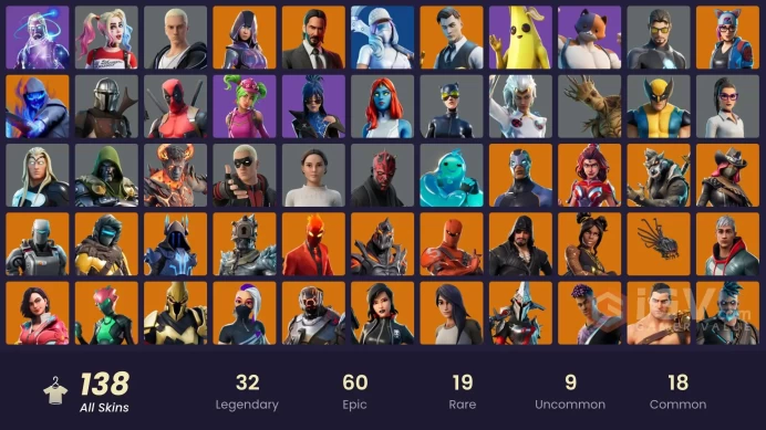 PC/PSN/Xbox/Nintendo 138 skins | Galaxy | IKONIK | Merry Mint Axe | Leviathan Axe | Glow | Gold Midas | Clutch | Grind | Point Patroller | Tart 