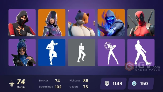 [PC] 74 skins | IKONIK | Glow | Tart Tycoon | Gear Specialist Maya | Fade | Fusion | Eternal Knight | Era | Valeria | Peter Griffin | 150 VB
