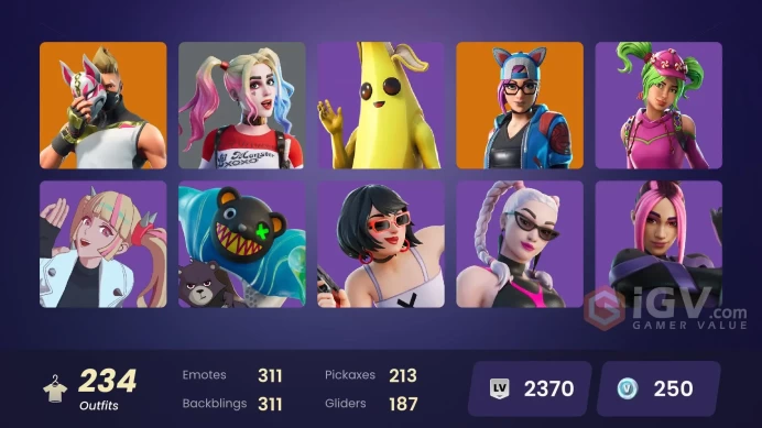 [ALL PLATFORMS]-218 Skin-234 Pickaxes-295 Emotes-OG STW-Blitz Brigade-Plague-Harley Quinn-FULL ACCESS-
