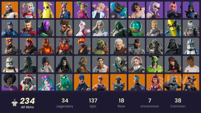 [ALL PLATFORMS]-218 Skin-234 Pickaxes-295 Emotes-OG STW-Blitz Brigade-Plague-Harley Quinn-FULL ACCESS-