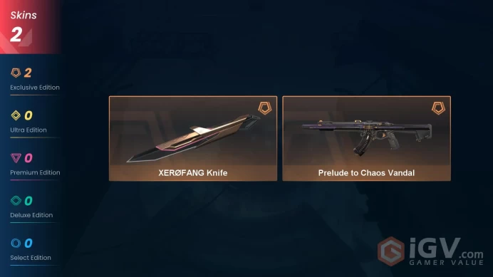 Na-Usa-Can | Xerofang Knife | Prelude to Chaos Vandal | 2 Skins | Level 20 | Full Access