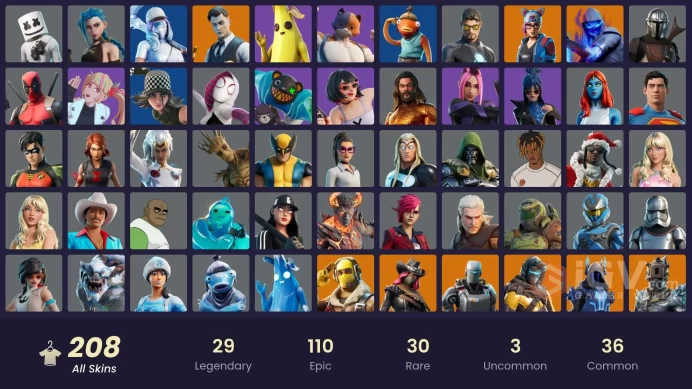 [ALL PLATFORMS]-200 Skin-Rogue Spider Knight-Raptor-Midas-Marshmello-Black Widow OG-Tony Stark-Brutus-FULL ACCESS-