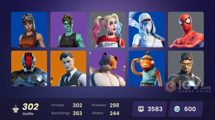 [ALL PLATFORMS]-303 Skin-Neo Versa-Leviathan Axe-Ghost Face-Lara Croft-Harley Quinn-Modena Icon-Heron Stance Hero-FULL ACCESS-