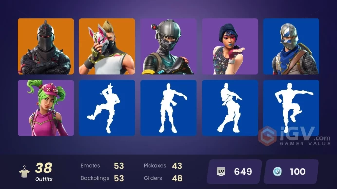 38 SKINS + BLACK KNIGHT + AC/DC + SPARKLE SPECIALIST + ROYALE KNIGHT + AC/DC + ELITE AGENT + TAKE THE L + FLOSS + BUS BANNNER + MAKO + A GOAT