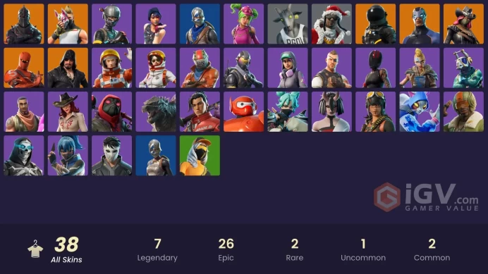 38 SKINS + BLACK KNIGHT + AC/DC + SPARKLE SPECIALIST + ROYALE KNIGHT + AC/DC + ELITE AGENT + TAKE THE L + FLOSS + BUS BANNNER + MAKO + A GOAT