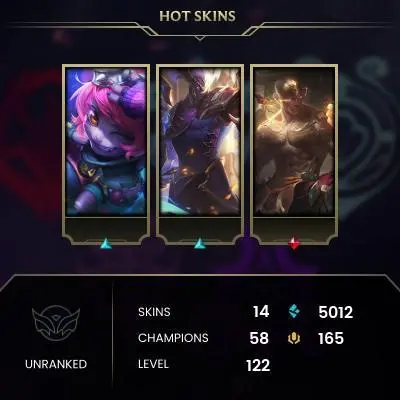 【EUW】Level 122    58  Champ/ 14 Skins   Full Access  High Quality Account  Instant Delivery️
