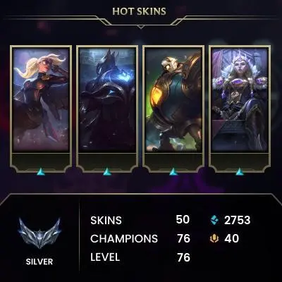 [EUW] - Silver IV / 50 Skins / Changeable Mail | Instant Delivery | Lifetime Warranty | 100% Handmade & Secure | 24/7 Support