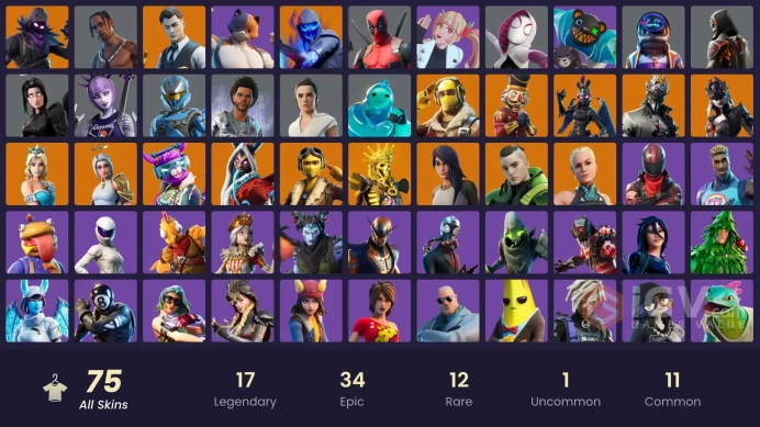 [PC] 75 skins | Travis Scott | Astro Jack | Gold Brutus | Gold Midas | Ark | Spider Knight | Gear Specialist Maya | DJ Bop | Oro | 300 VB
