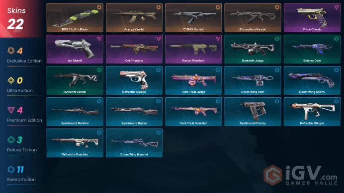 EU - LVL 20 - Unranked - 1 KNIFE - 22 SKINS (~17,975 VP) RGX 11z Pro Blade, CYRAX Vandal, Primordium Vandal, Araxys Vandal, Recon Phantom