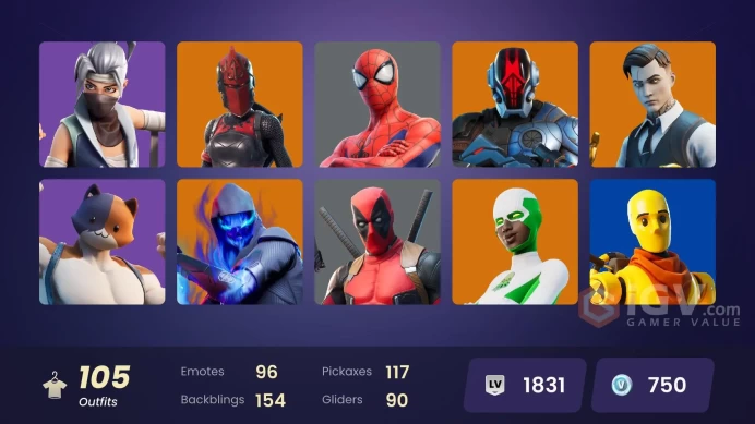 PC,PSN,XBOX 105 SKINS FA - BACKLASH,LARA CROFT,SHADOW OPS,KUNO,DUMMY,YELLOWJACKET,IRIS,SURF WITCH RK786