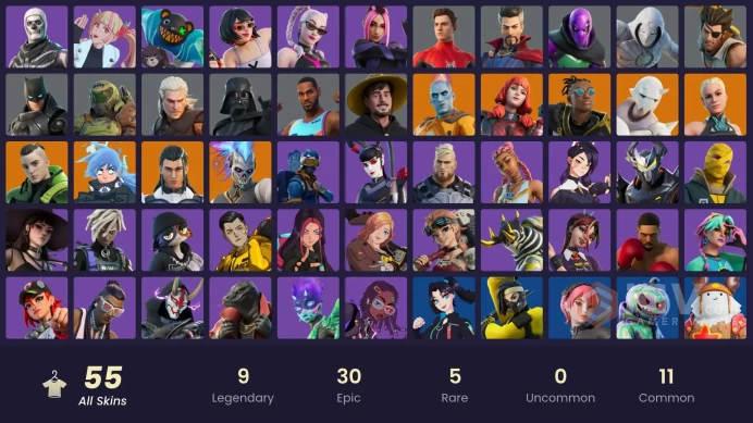 PC,PSN,XBOX 55 SKINS FA - SNAP,PHAEDRA,MOON KNIGHT,GOLDEN GEAR MIDAS,WOLVERINE,SKULL TROOPER RK799