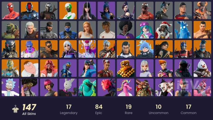 PC,PSN,XBOX 147 SKINS FA - BACKLASH,PREDATOR,SPIDER-MAN,SUBZERO,CAPER,JOSS,VANGUARD ZADIE,BIG DILL,CARNAGE,ICE SPICE,KOR RK809