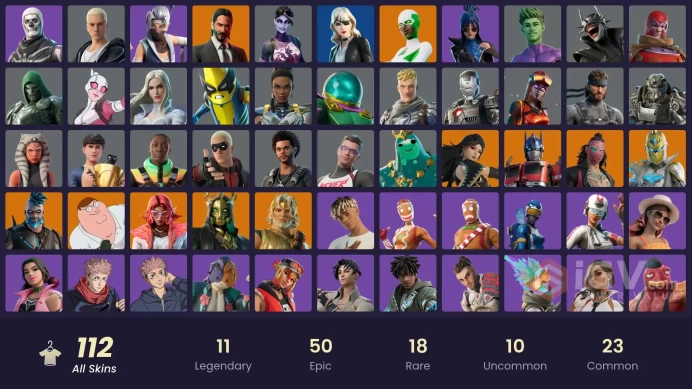 PC,PSN,XBOX 112 SKINS FA - BACKLASH,BLAZE,HADES,AANG,YUJI,JITTERSHOCK,DOOM,MEGALO DON,ZADIE RK811