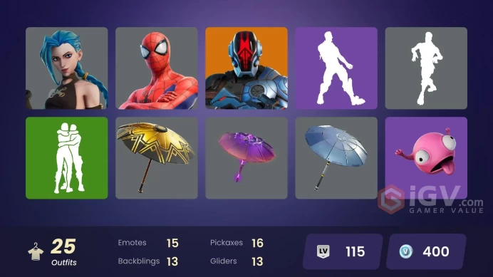 PC,PSN,XBOX 25 SKINS FA - ARCANE JINX - IN THE POINT SET - COBRA KAI SET - SPIDER MAN - MJ RK623