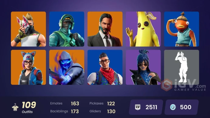 PC,PSN,XBOX 109 SKINS FA - JOHN WICK,SULTURA,THANOS,BRITE BOMBER,LUCKY RIDER,LEONARDO,FROZONE RK711