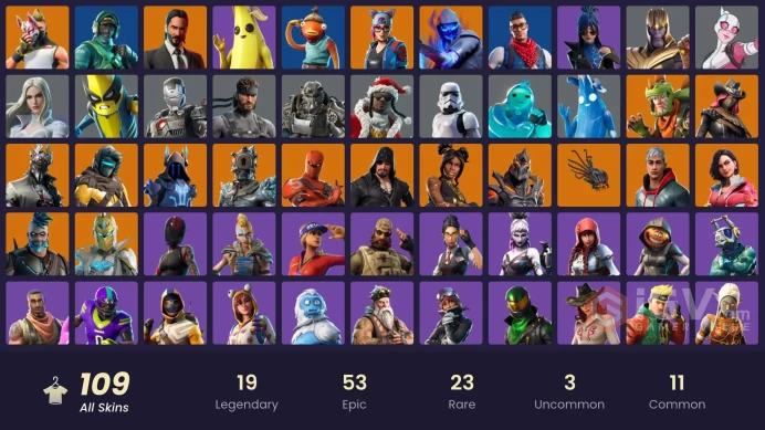 PC,PSN,XBOX 109 SKINS FA - JOHN WICK,SULTURA,THANOS,BRITE BOMBER,LUCKY RIDER,LEONARDO,FROZONE RK711