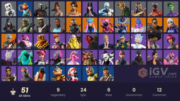 PC,PSN,XBOX 51 SKINS FA - OBLIVION,MARSHMELLO,KOR,LARA CROFT,THANOS,RICK,BRAT,SILVER SURFER,MSTER CHIEF RK831