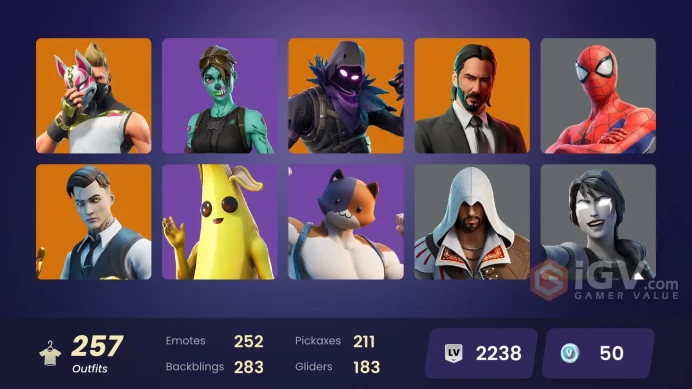 PC,PSN,XBOX 257 SKINS FA - STW - JOHN WICK,NEO VERSA,VICTOR ELITE,GOKU,KOR,CARNAGE,SCARLET WITCH,KITANA,DARK PHOENIX,MUMMY RK678