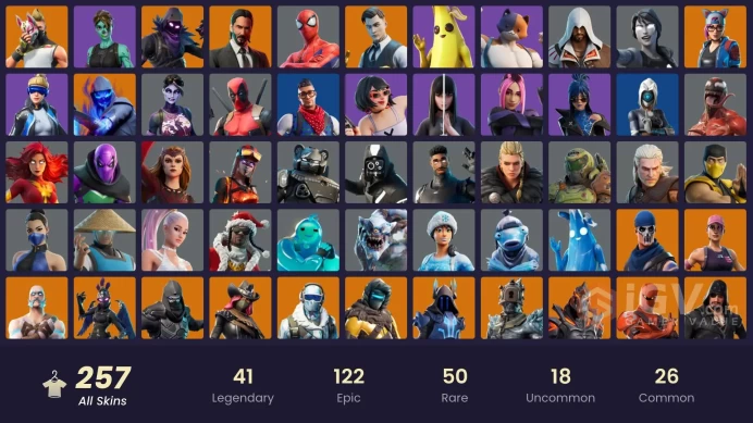 PC,PSN,XBOX 257 SKINS FA - STW - JOHN WICK,NEO VERSA,VICTOR ELITE,GOKU,KOR,CARNAGE,SCARLET WITCH,KITANA,DARK PHOENIX,MUMMY RK678